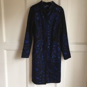 Metrostyle Embroidered Black Coat